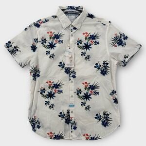 Cactus Man Ricky Singh Shirt Mens Medium Classic Fit Floral SS White Hawaii NWT
